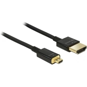 DELOCK Cable High Speed HDMI with Ethernet - HDMI-A male > HDMI Micro-D male 3D 4K 2 m Slim Premium (84783)
