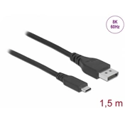 DELOCK Kétirányú USB Type-C - DisplayPort kábel (DP Alt Mode) 8K 60 Hz 1,5 m DP 8K ellenőrzött (3 év)