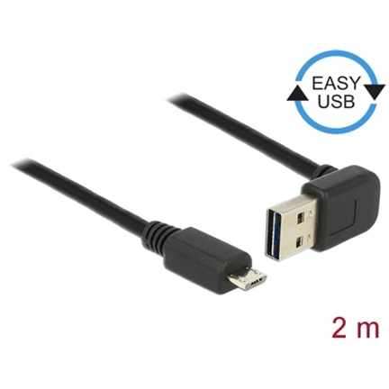Delock Easy-USB -> USB 2.0 micro B M/M adatkábel 2m fekete 90°/egyenes