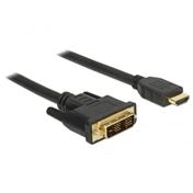 Delock Kábel DVI 18+1 csatlakozódugóval > HDMI-A csatlakozódugóval, 0,5 m, fekete