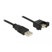 Delock Kábel, USB 2.0-s A típusú bementi csatlakozós > USB 2.0-s A-típusú csatlakozóhüvely, panelrögzítés, 0,25 m
