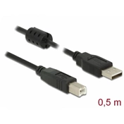 Delock USB 2.0-s kábel A-típusú csatlakozódugóval > USB 2.0-s, B-típusú csatlakozódugóval, 0,5 m, fe (3 év)