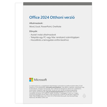 MICROSOFT Office Home 2024 Hungarian EuroZone Medialess